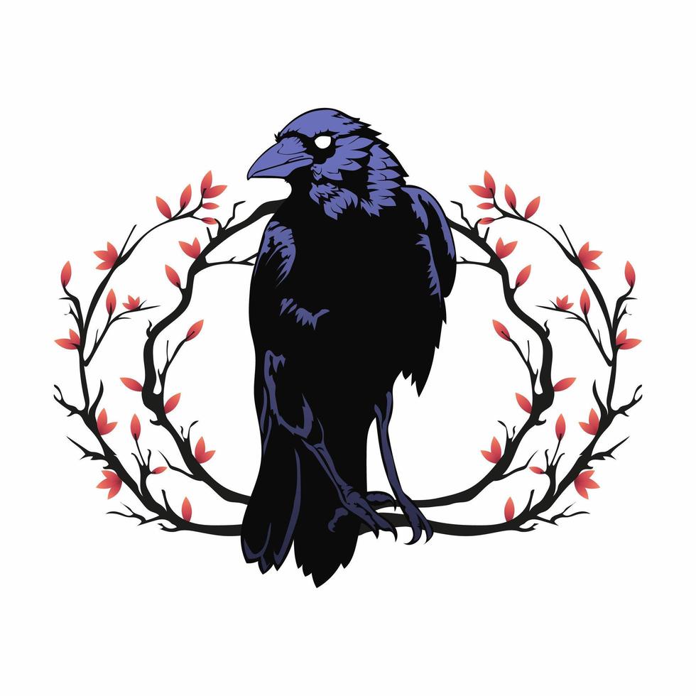 Ilustración de vector de cuervo de ala oscura