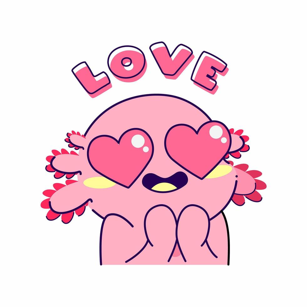 cute axolotl love pose vector illustration
