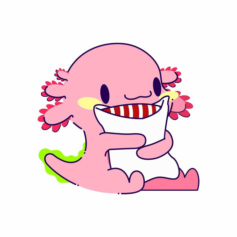 cute axolotl hug pose vector illustration