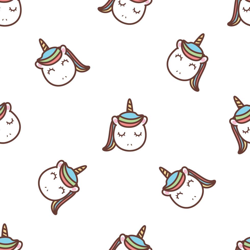 Cute unicon face cartoon seamless pattern, vector illustration