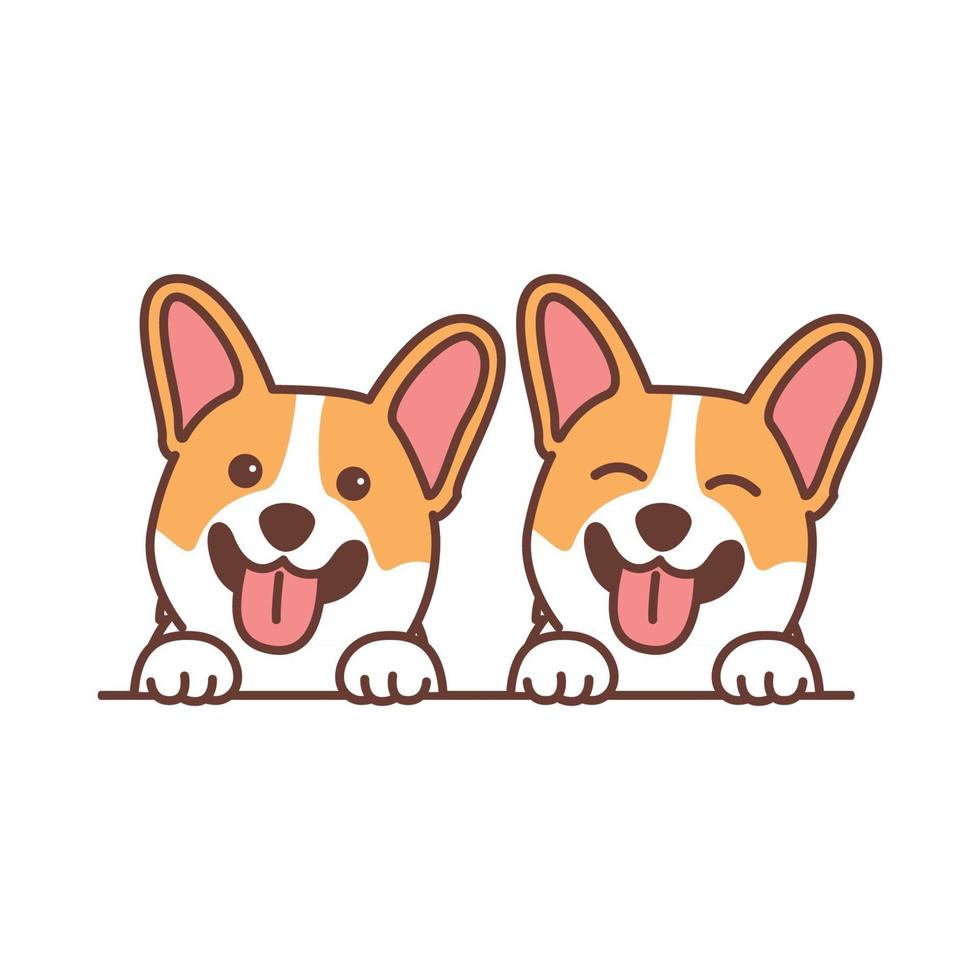 Cute corgi dog smiling cartoon, vector illustration