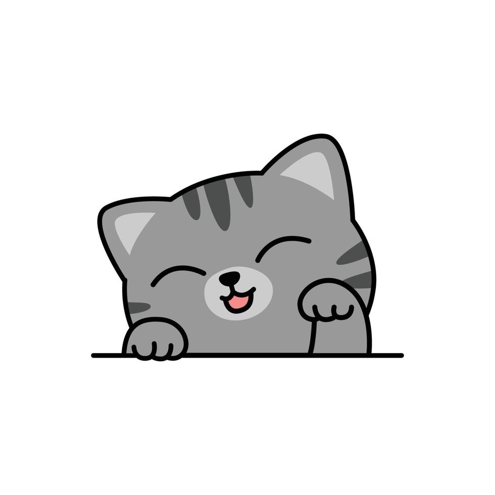 Cute dibujos animados de gato gris, ilustración vectorial 3430183 Vector en  Vecteezy