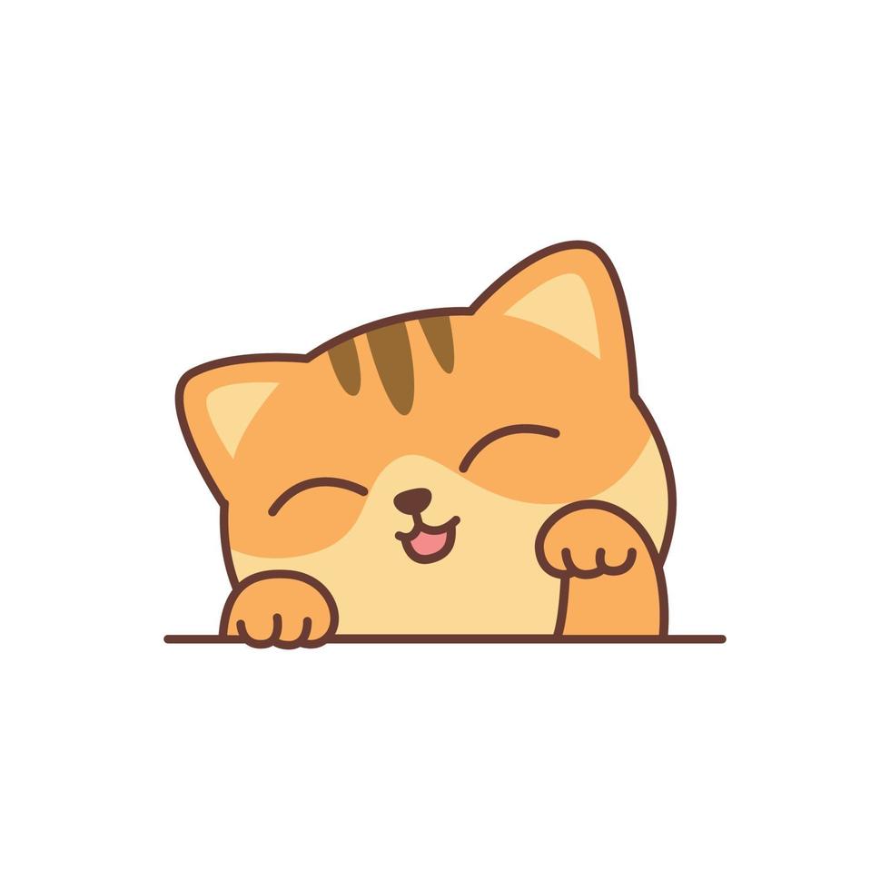 Cute orange cat cartoon, vector illustration