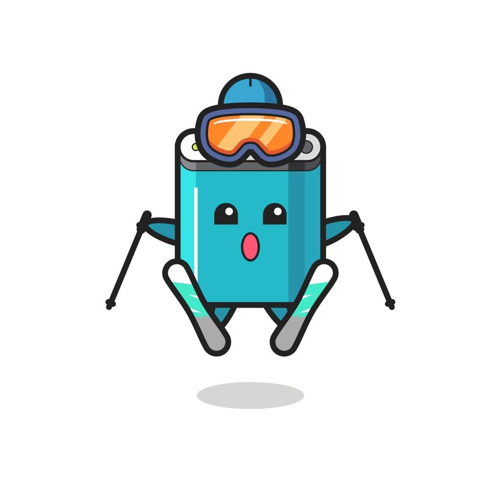 personaje de la mascota del banco de energía como jugador de esquí vector