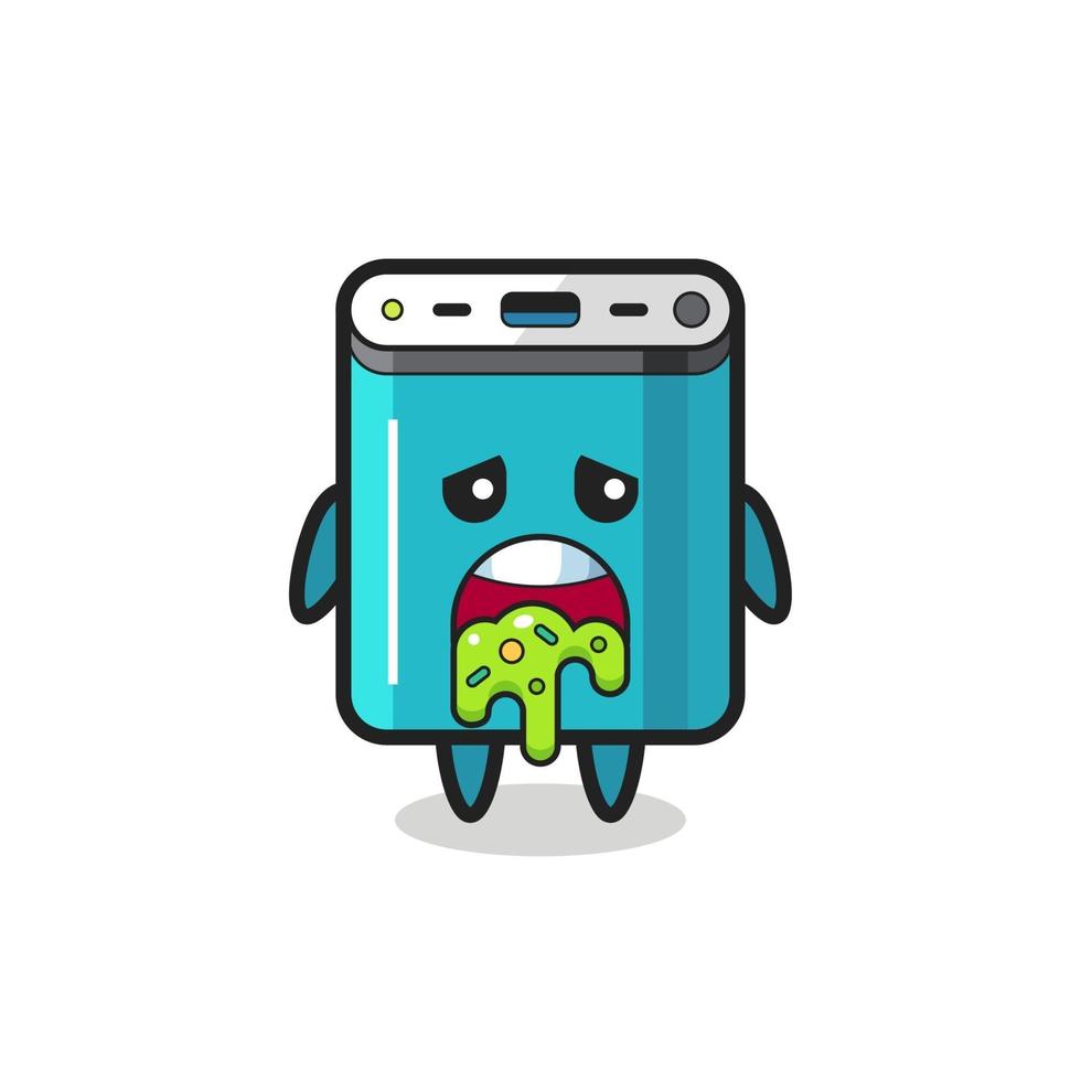 the cute power bank character with puke vector