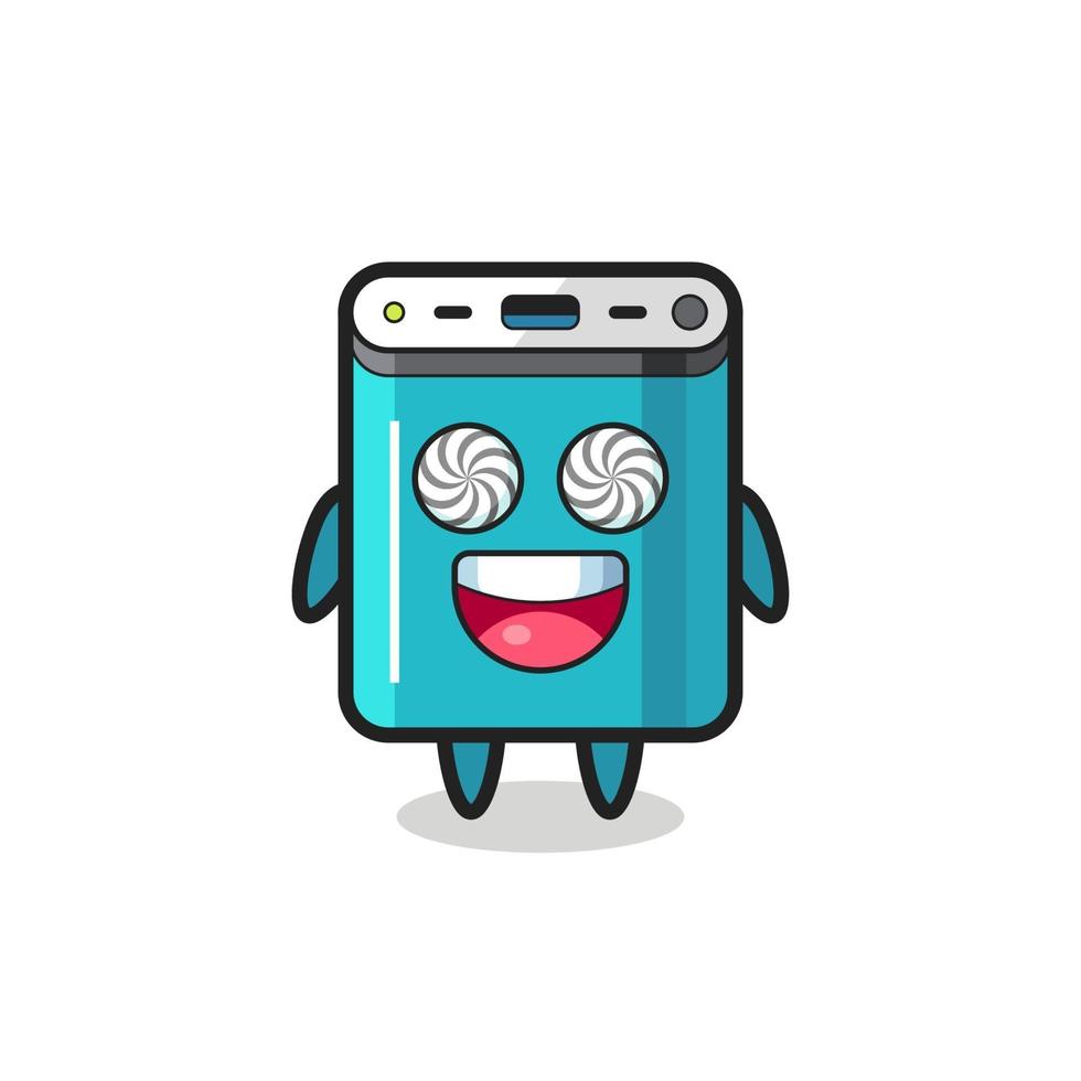 lindo personaje de banco de energía con ojos hipnotizados vector