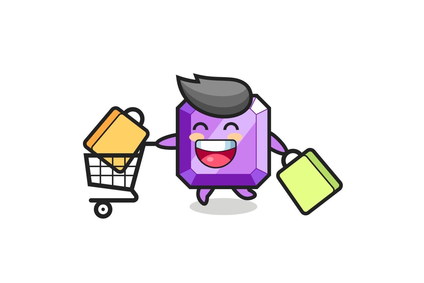 black Friday illustration with cute purple gemstone mascot vector