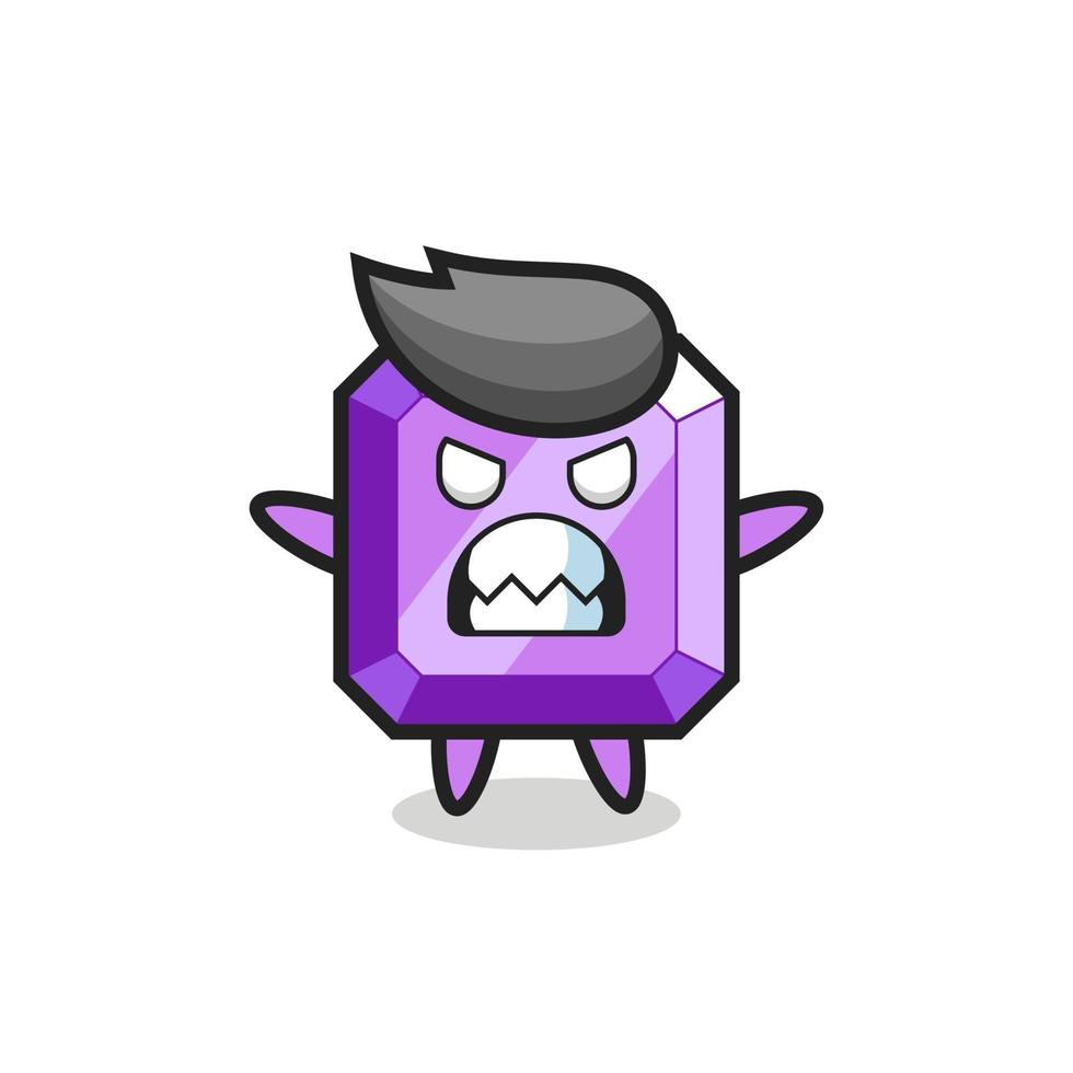 wrathful expression of the purple gemstone mascot character vector