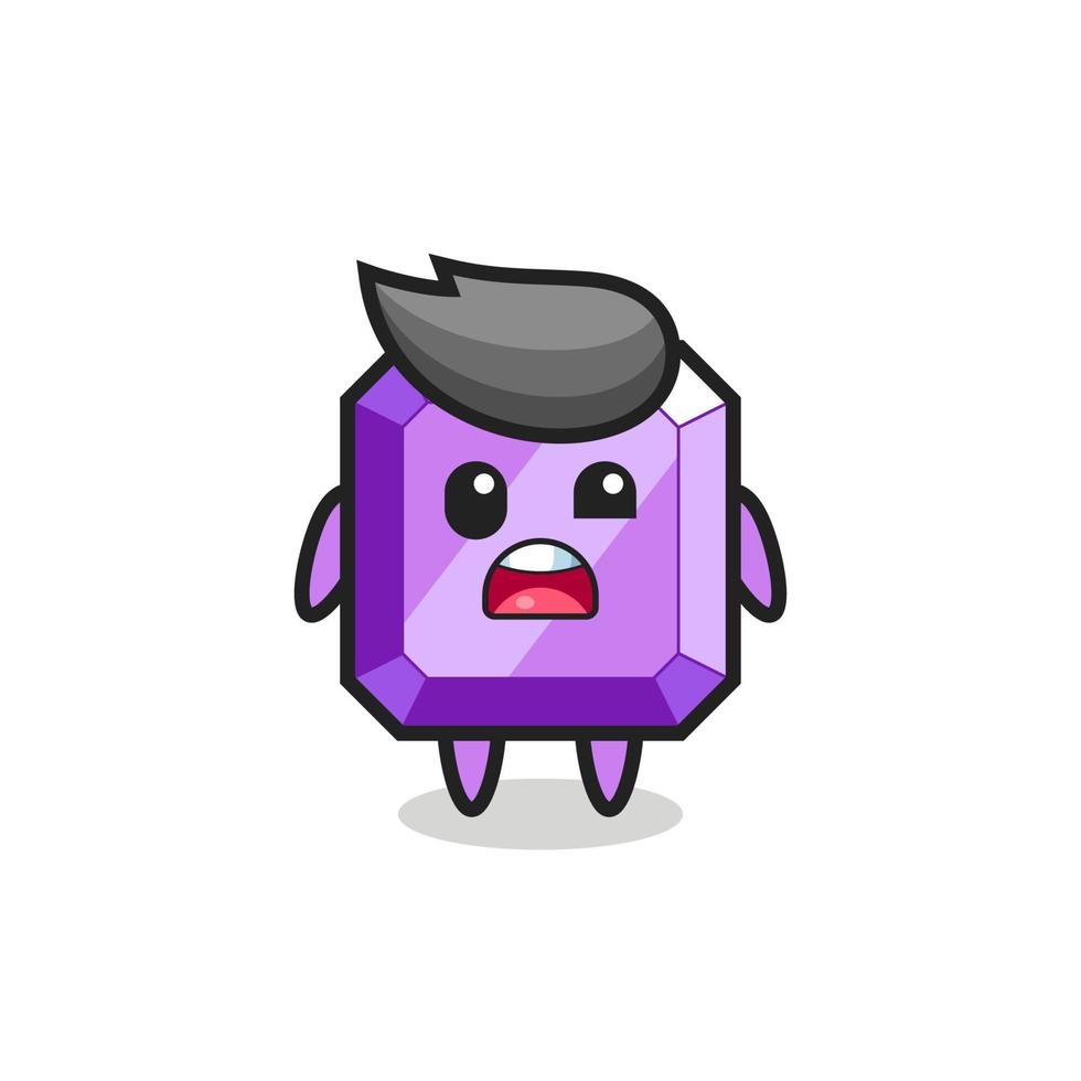 the shocked face of the cute purple gemstone mascot vector