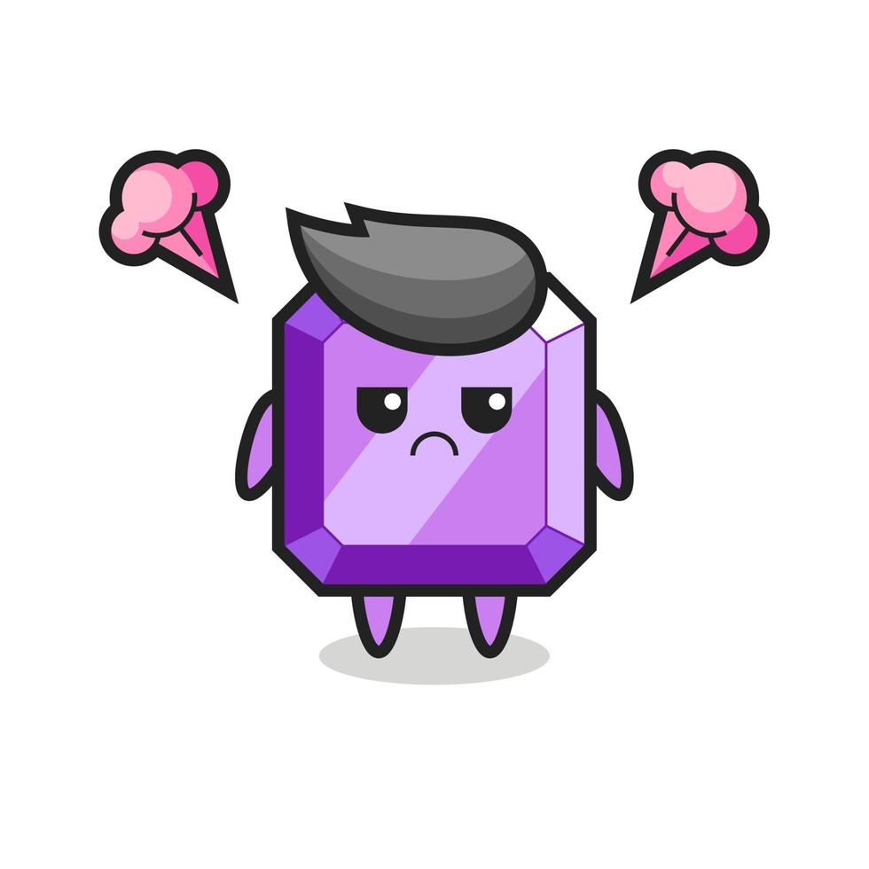 annoyed expression of the cute purple gemstone cartoon character vector