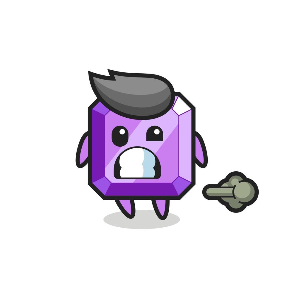 the illustration of the purple gemstone cartoon doing fart vector