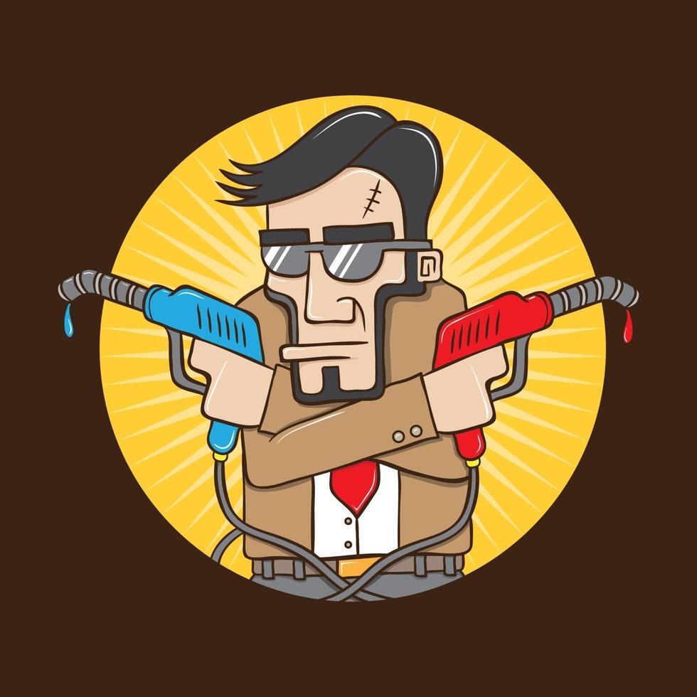 personaje de hombre sosteniendo gasolinas illustration.ai vector