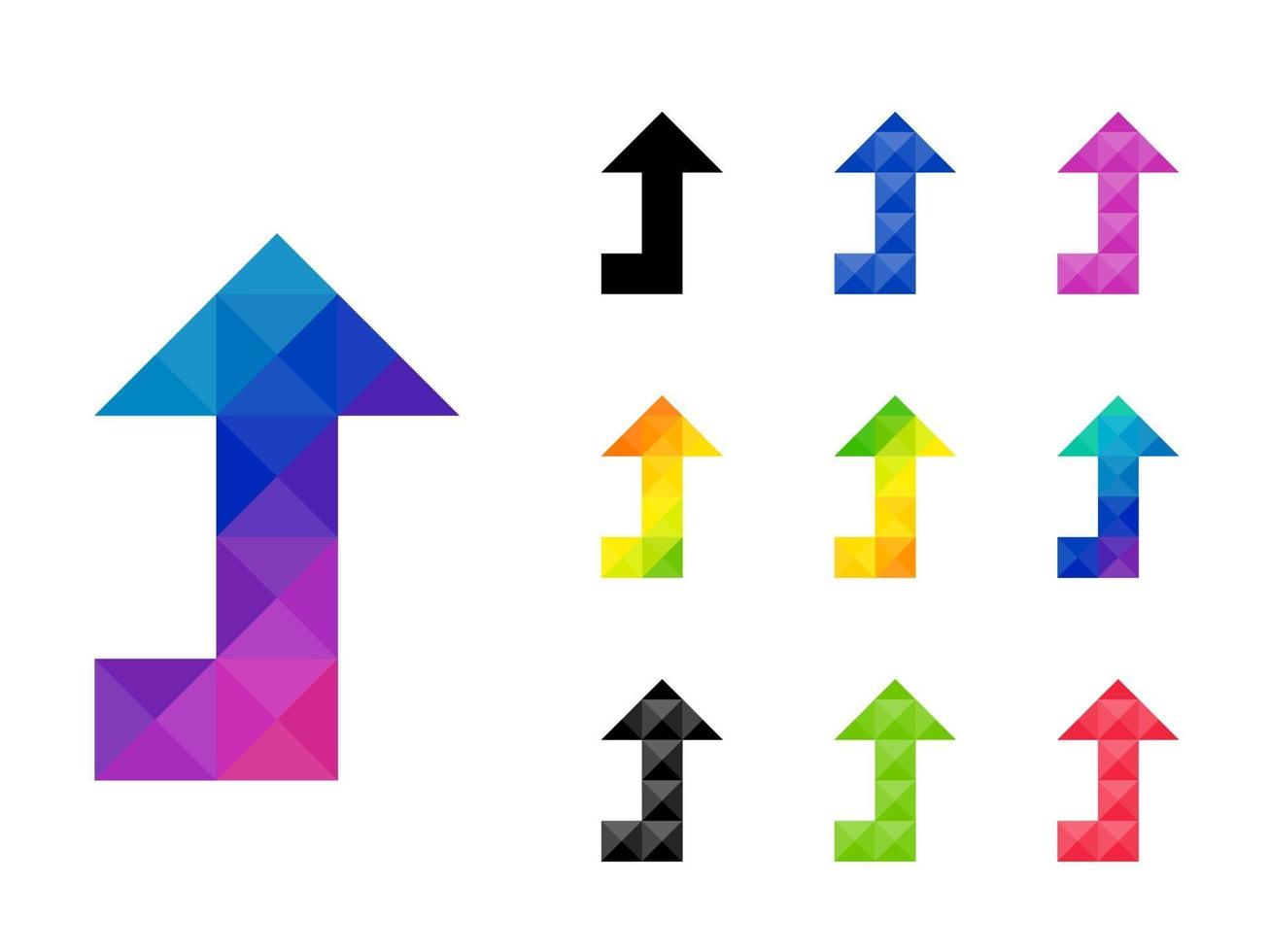 Set of colorful arrow left to up pointer vector