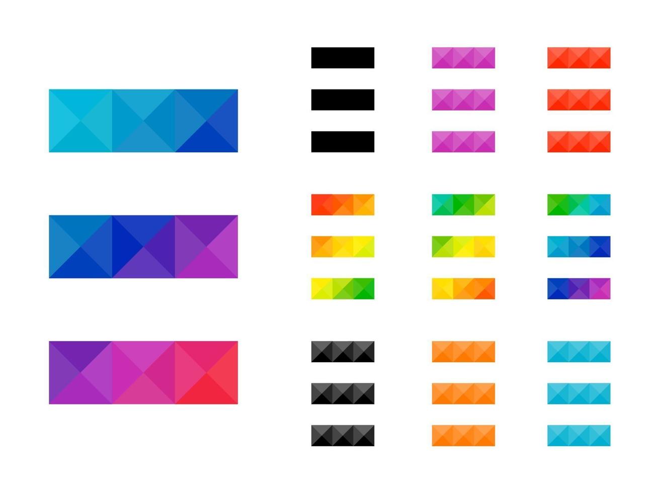 Set of Colorful three lines or option menu icon vector