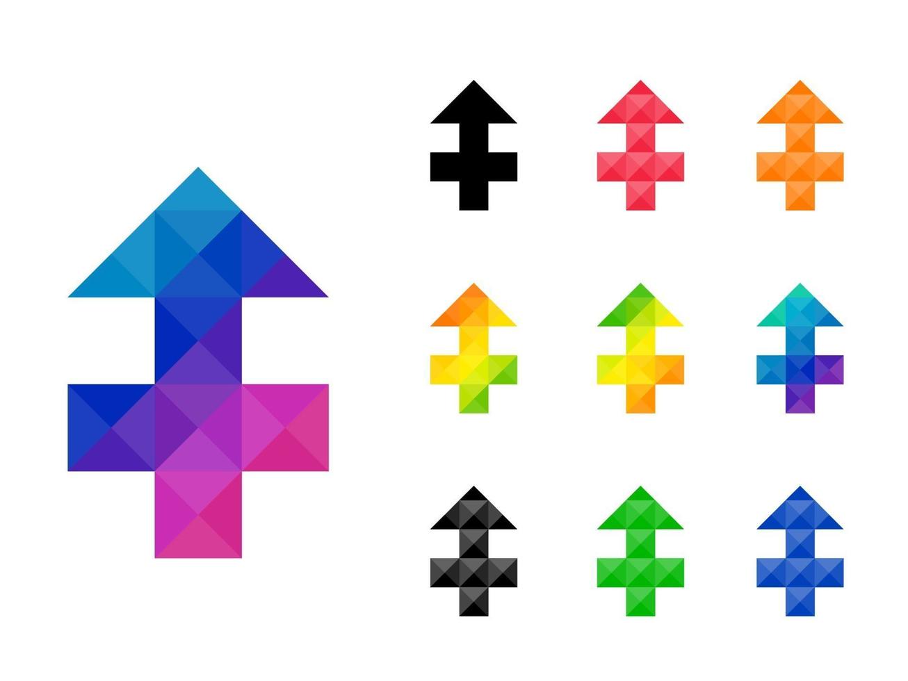 Set of colorful crossroads up pointer vector