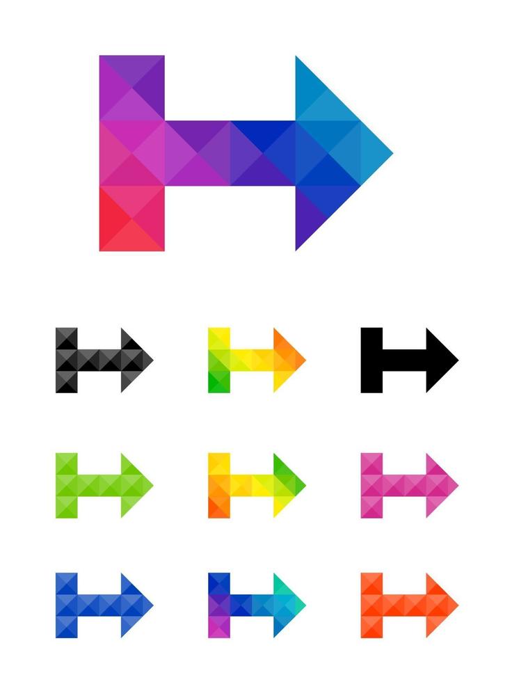 Set of colorful arrow right pointer vector