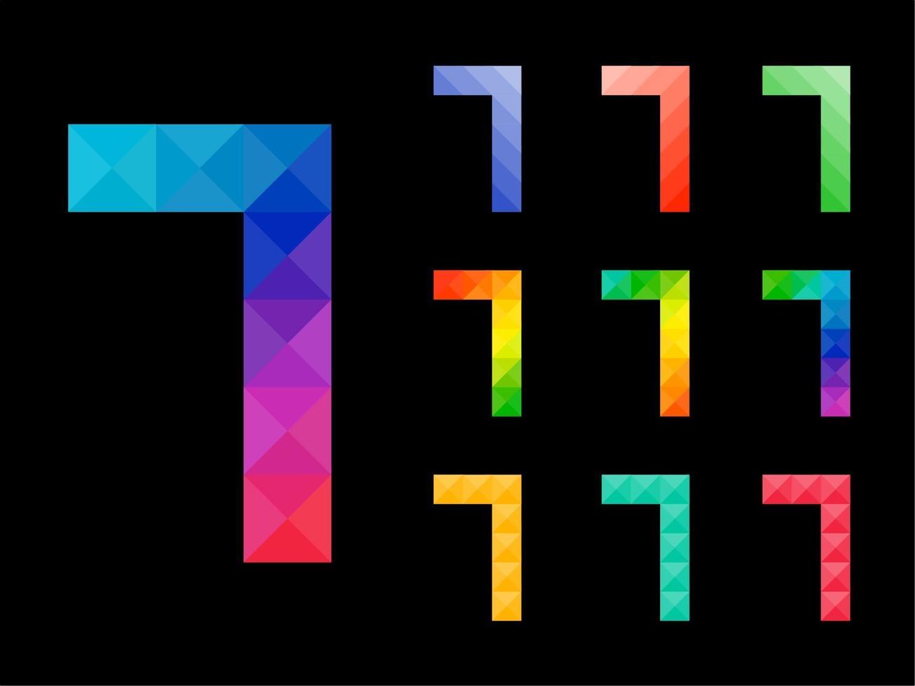 Set of colorful Number 7 vector