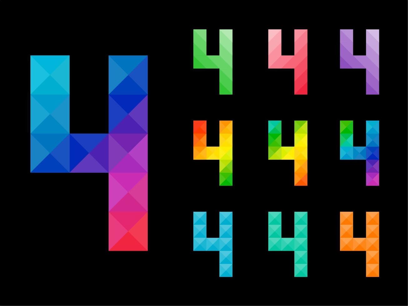 Set of colorful number 4 vector