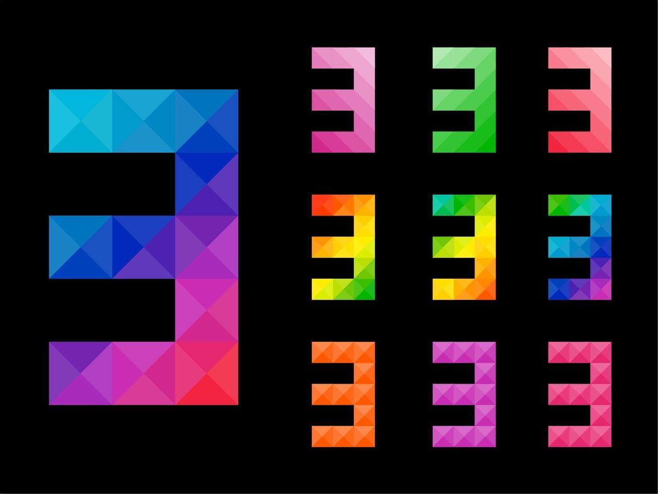 Set of colorful number 3 vector