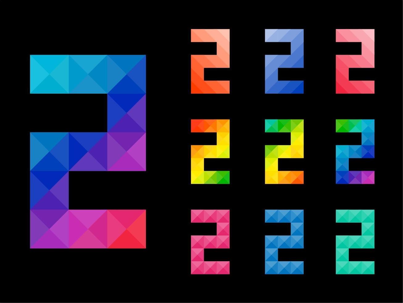 Set of colorful number 2 vector