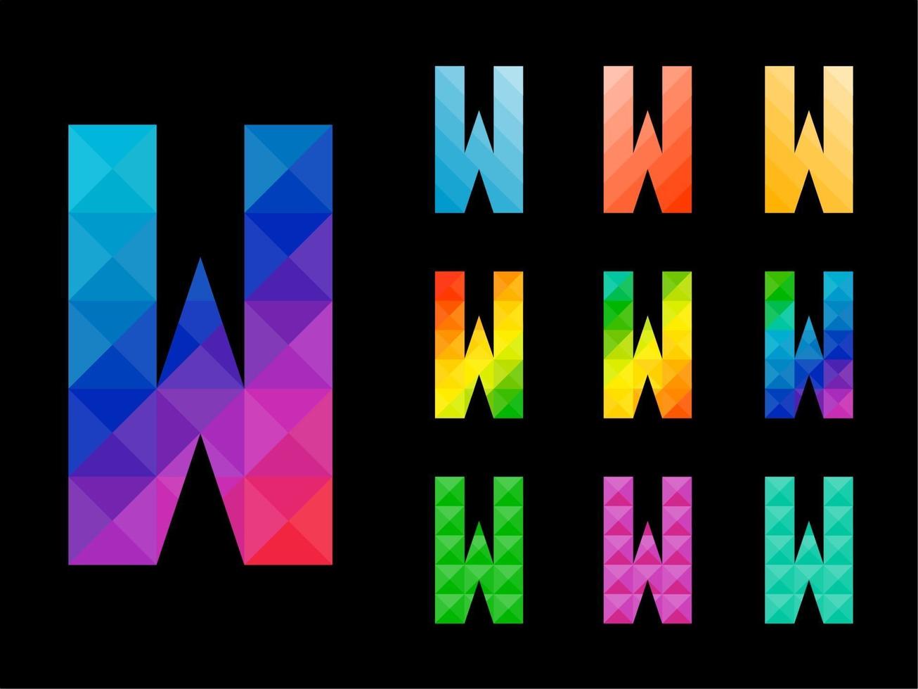 conjunto de colorida letra w vector