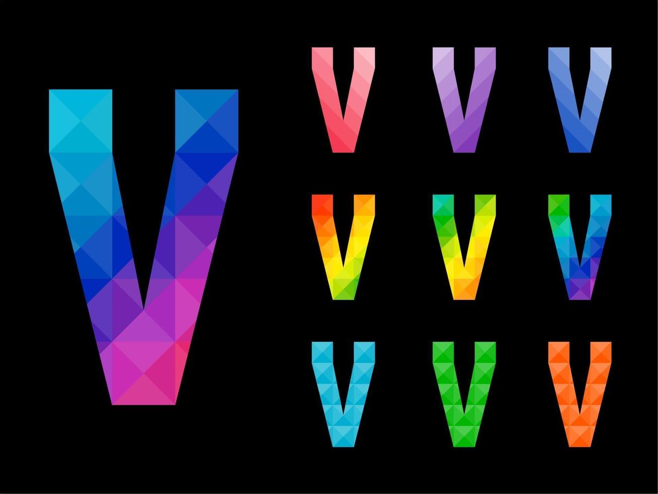 Set of Colorful Letter V vector