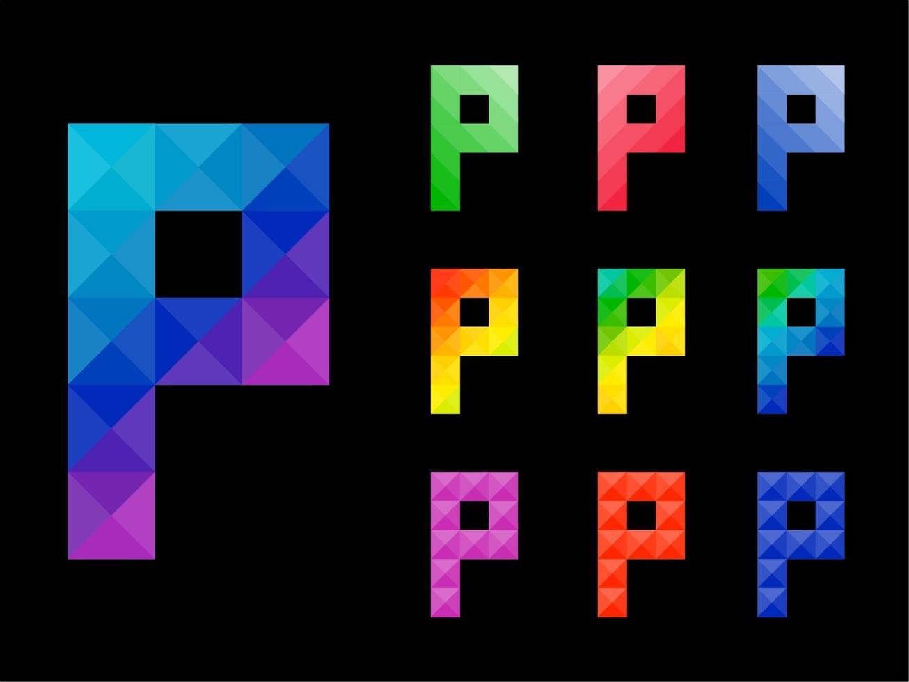 Set of Colorful Letter P vector