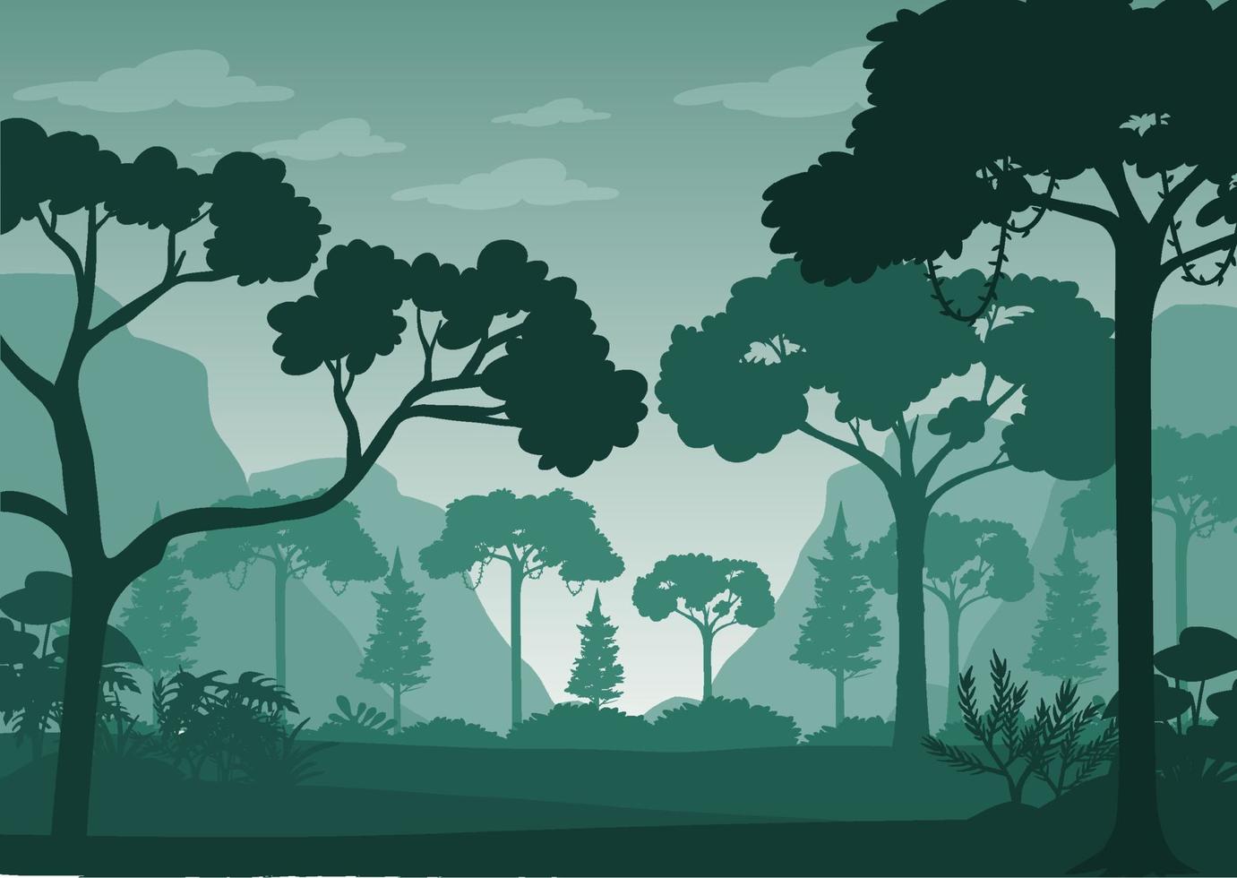 Silhouette forest landscape background vector