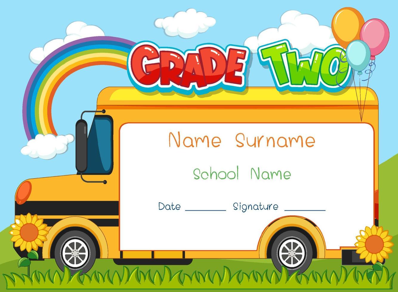 Grade two diploma or certificate template vector