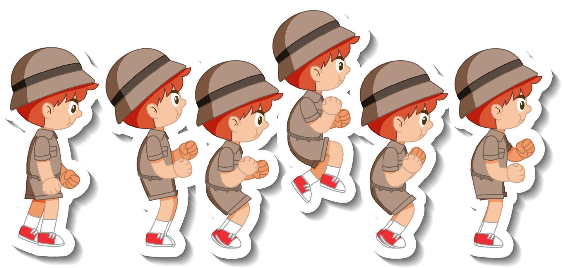 Set of boy scout in different action vector
