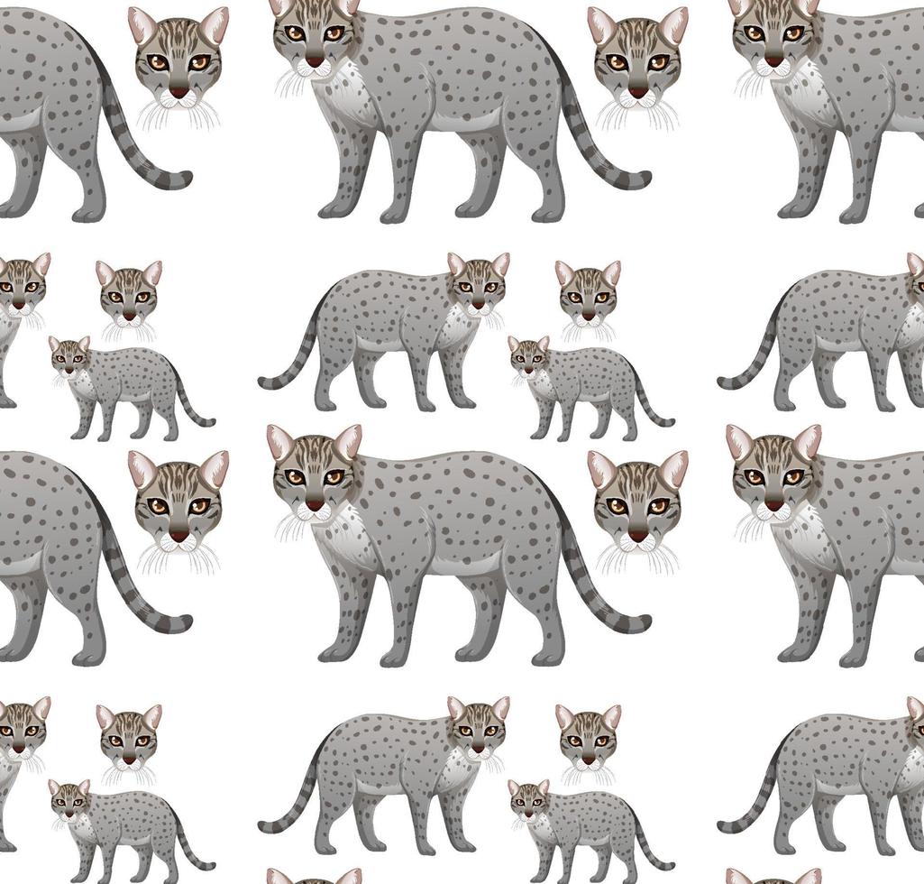 Seamless pattern with fishing cat in cartoon style vector