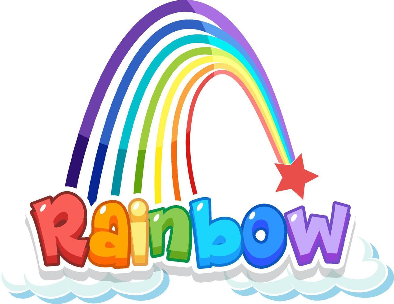 logo de palabra arcoiris en la nube vector