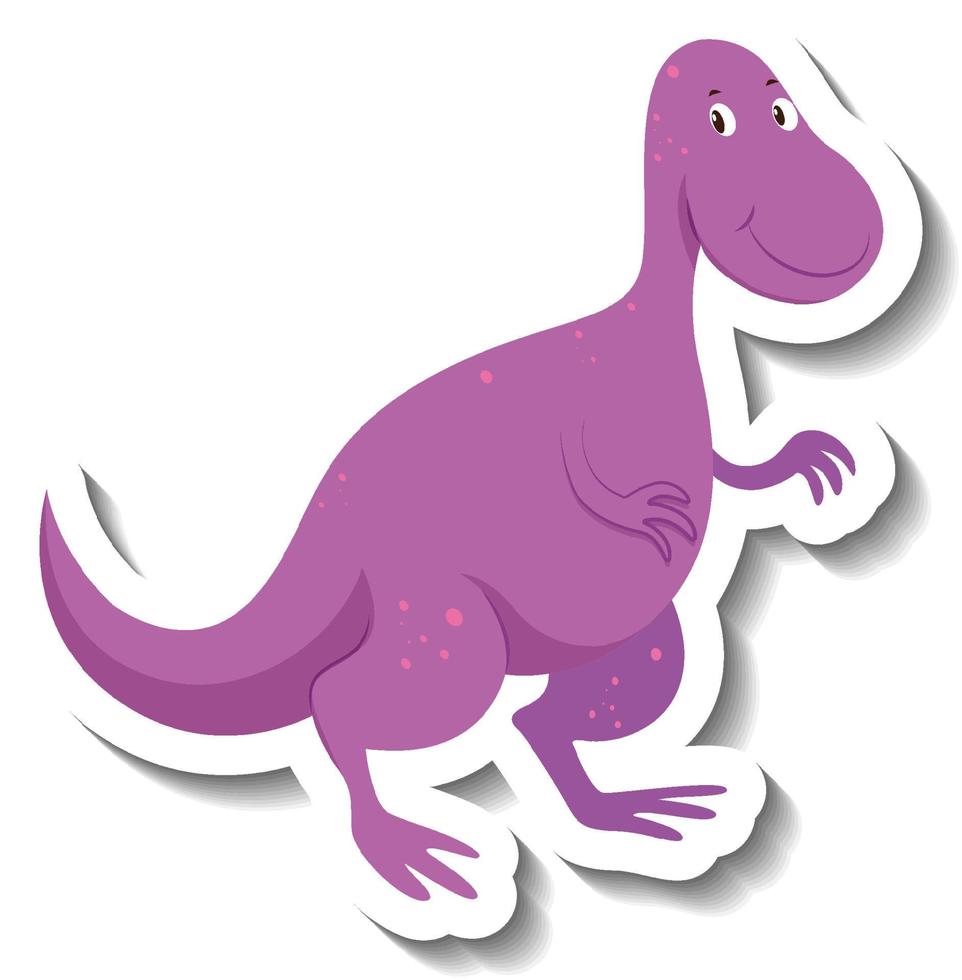 Cute purple dinosaur cartoon character sticker vector