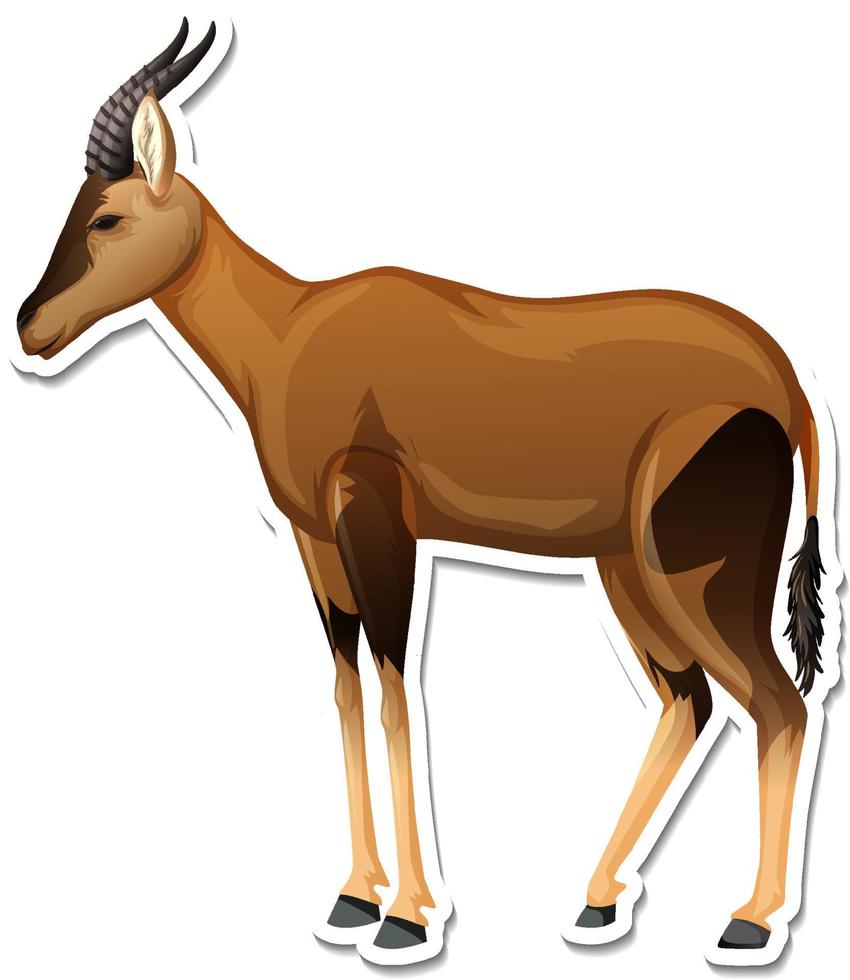 A sticker template of antelope cartoon character vector