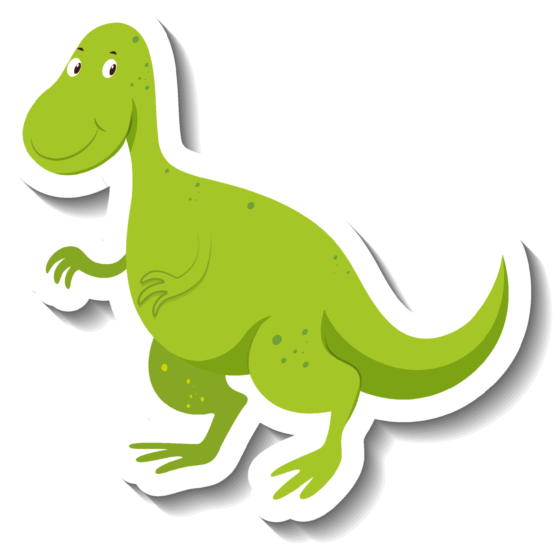 Cute green dinosaur cartoon character sticker 3430695 Vector Art at Vecteezy
