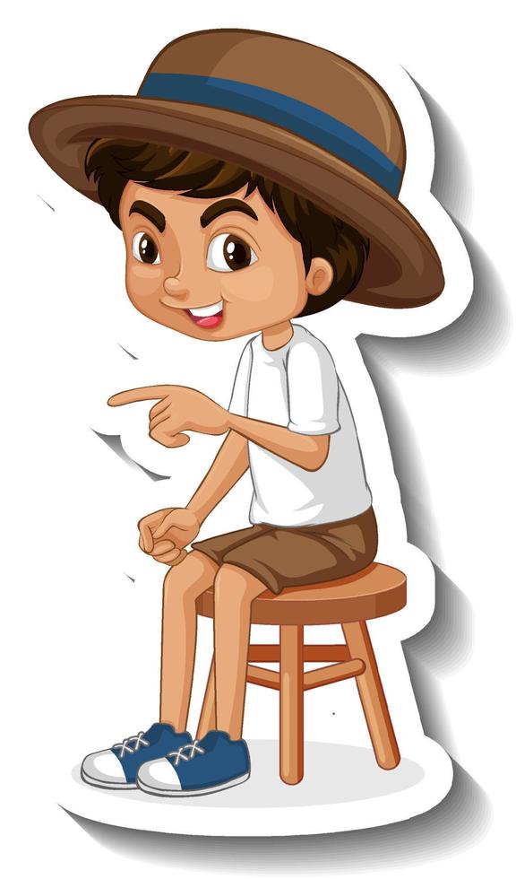 A sticker template of boy cartoon character vector