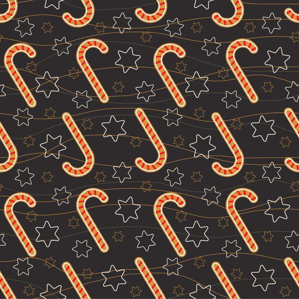Christmas lollipops stars and strands seamless pattern vector