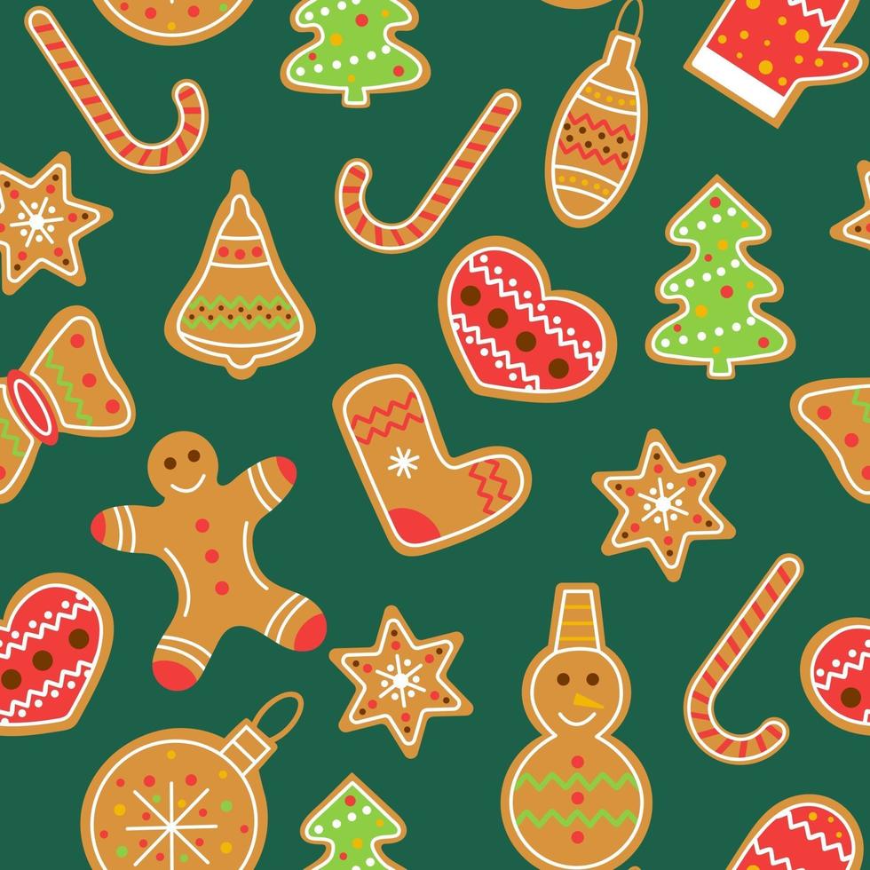 Patrón sin fisuras con vector de galletas de Navidad de pan de jengibre