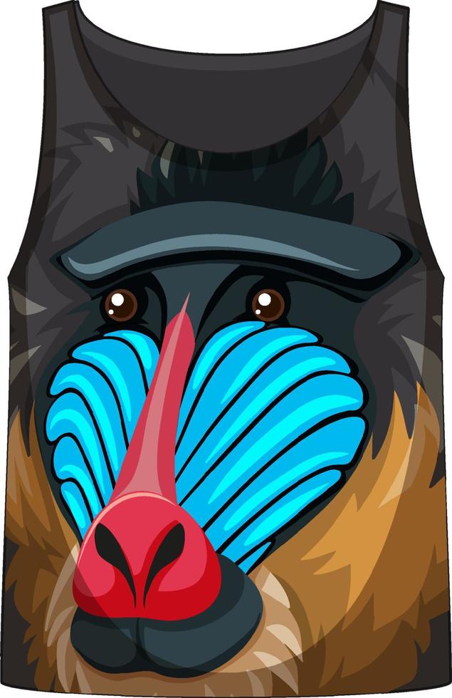 Tank top with face of mandrill monkey pattern vector