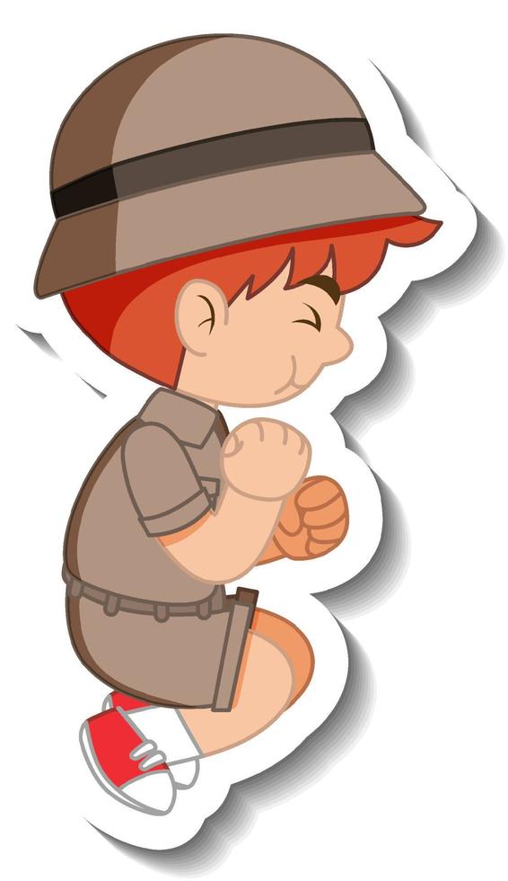 Little boy scout cartoon character sticker vector