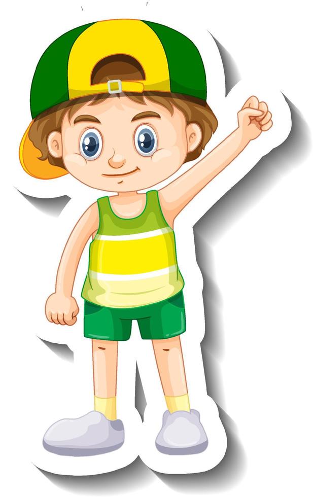 Little boy wearing cap cartoon character sticker 3430742 Vector Art at