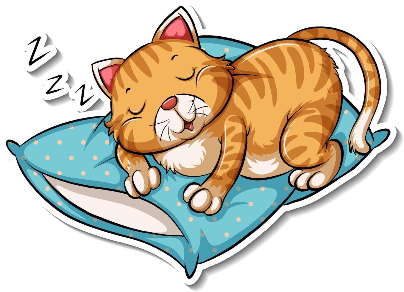 A sticker template of cat cartoon character vector