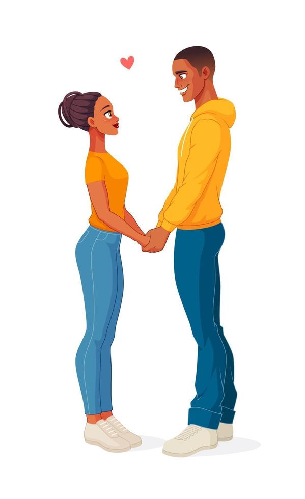 Pareja afroamericana en el amor cogidos de la mano ilustración vectorial vector