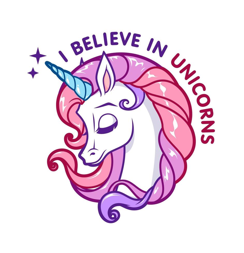 Cute pink unicorn vector logo with slogan 3430760 Vector Art at ...