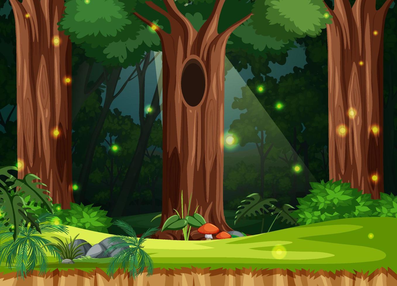 Enchanted forest landscape background vector