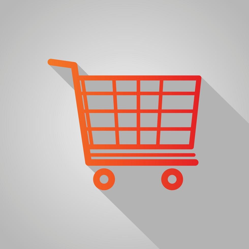 Colorful shopping cart icon with long shadow vector