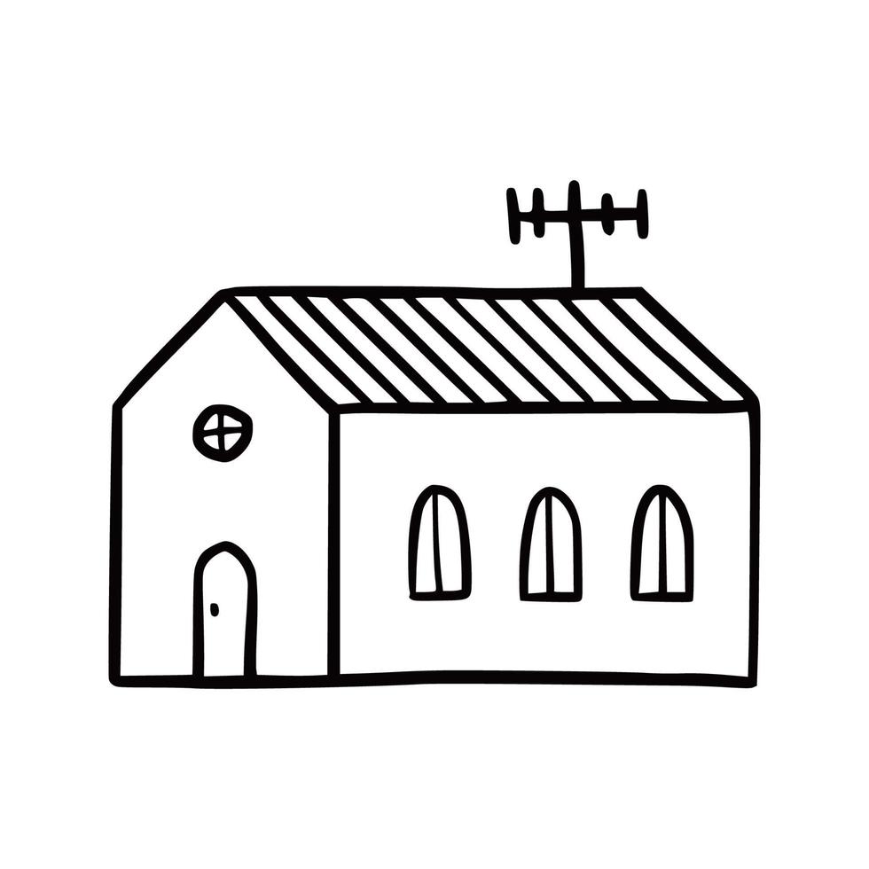 Hand drawn cute house. Doodle vector