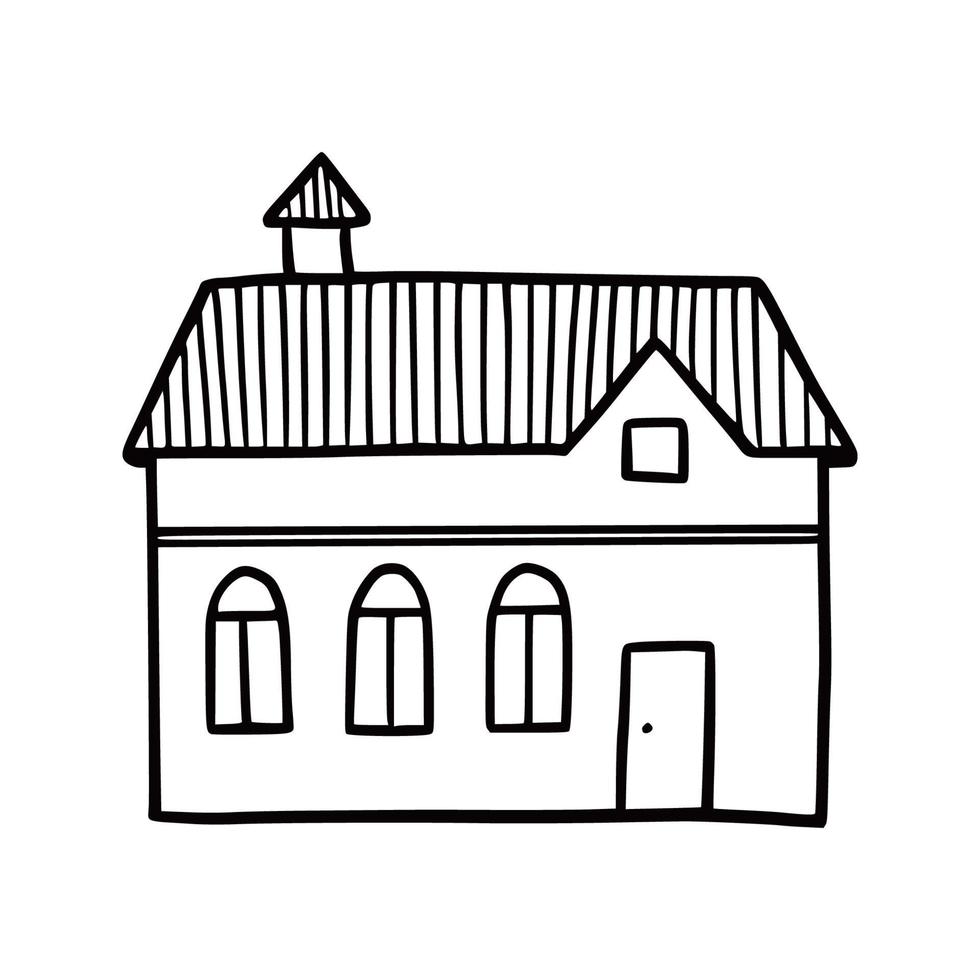 Hand drawn cute house. Doodle vector