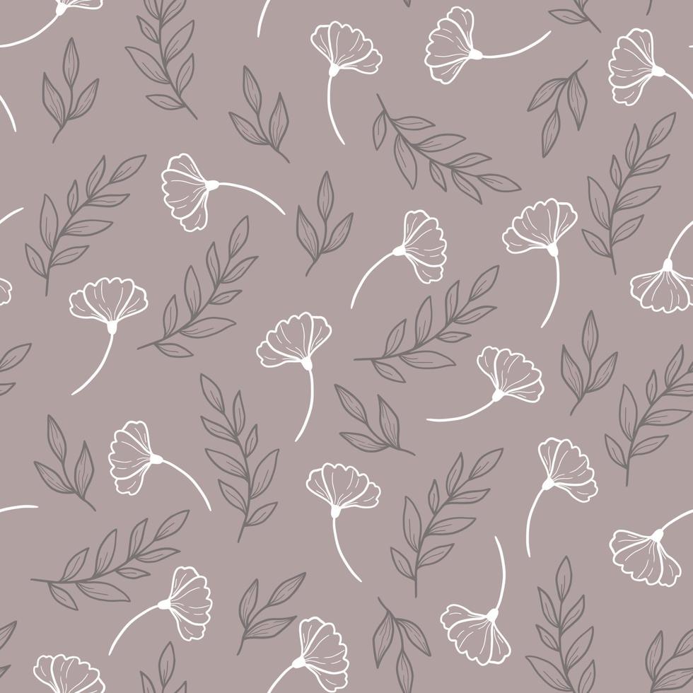 Pattern with simple little flower branch vector