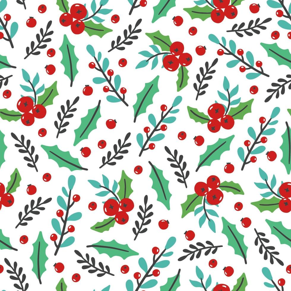 Christmas floral seamless pattern vector